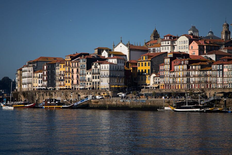 Porto colorful buildings along Douro River
