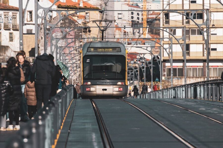 Porto metro tram on Dom Luis I bridge