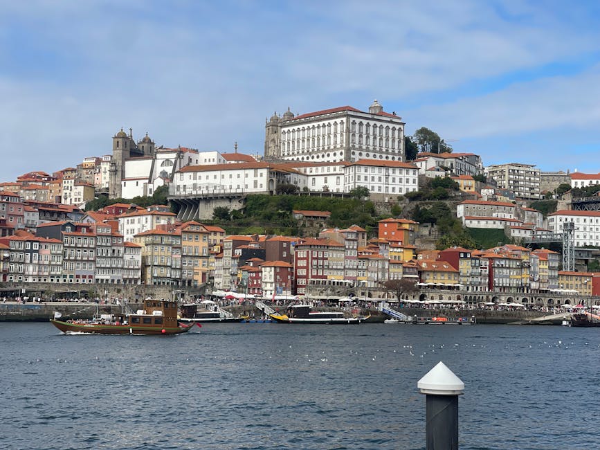 Colorful buildings of Ribeira District along the Douro River Porto