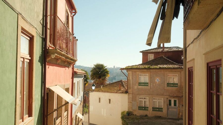 Colorful traditional buildings in historic Porto