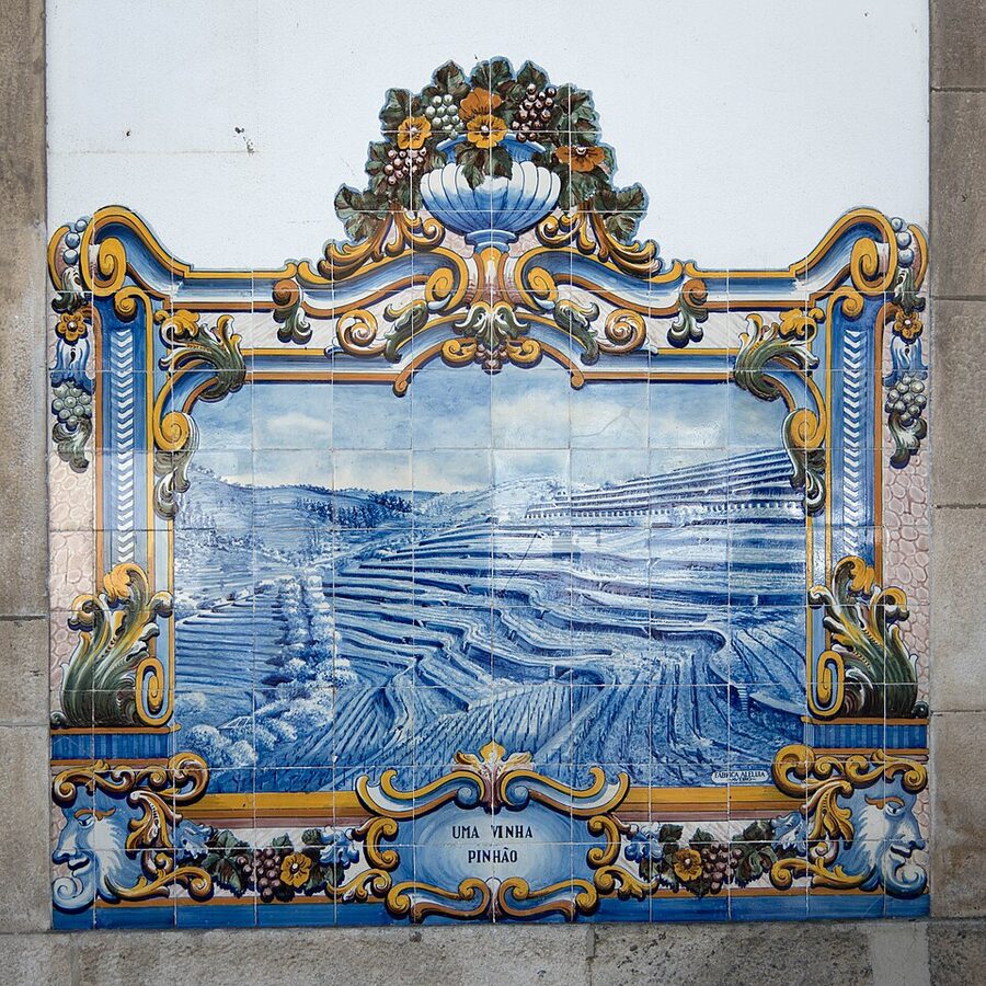 Azulejo tile panels at Pinhao train station Douro