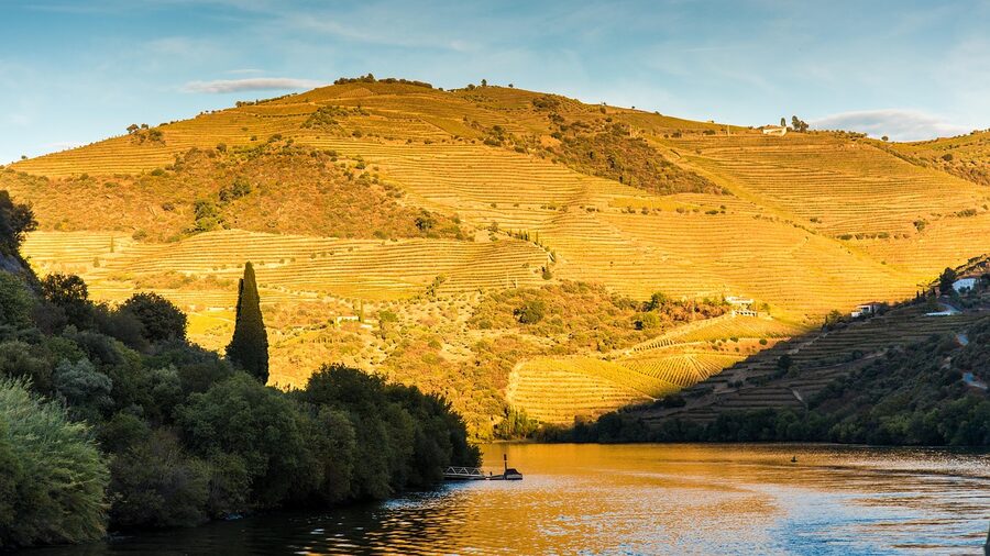 Douro River sunset Portugal water reflection