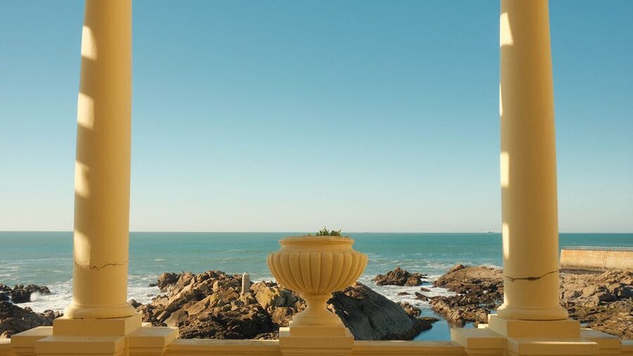 Colonnade overlooking the ocean at Foz do Douro Porto