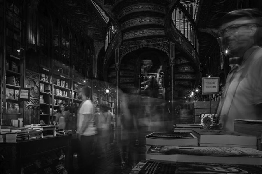 Lello bookshop atmospheric long-exposure shot