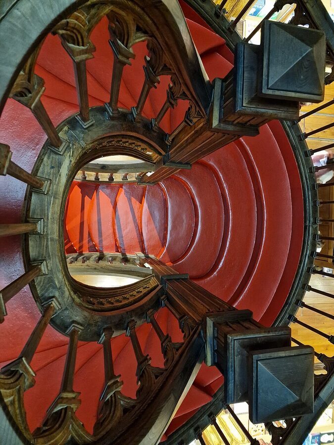 Lello bookshop upper floor view of bookcases