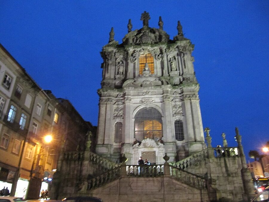 Igreja dos Clerigos illuminated at night Porto Spiritus venue