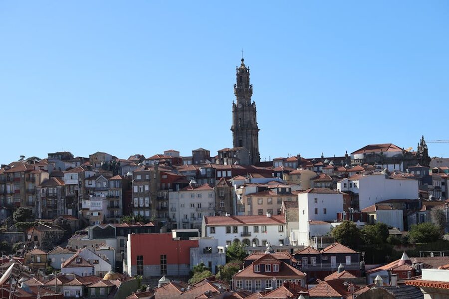 Porto skyline featuring Clerigos Tower from a viewpoint
