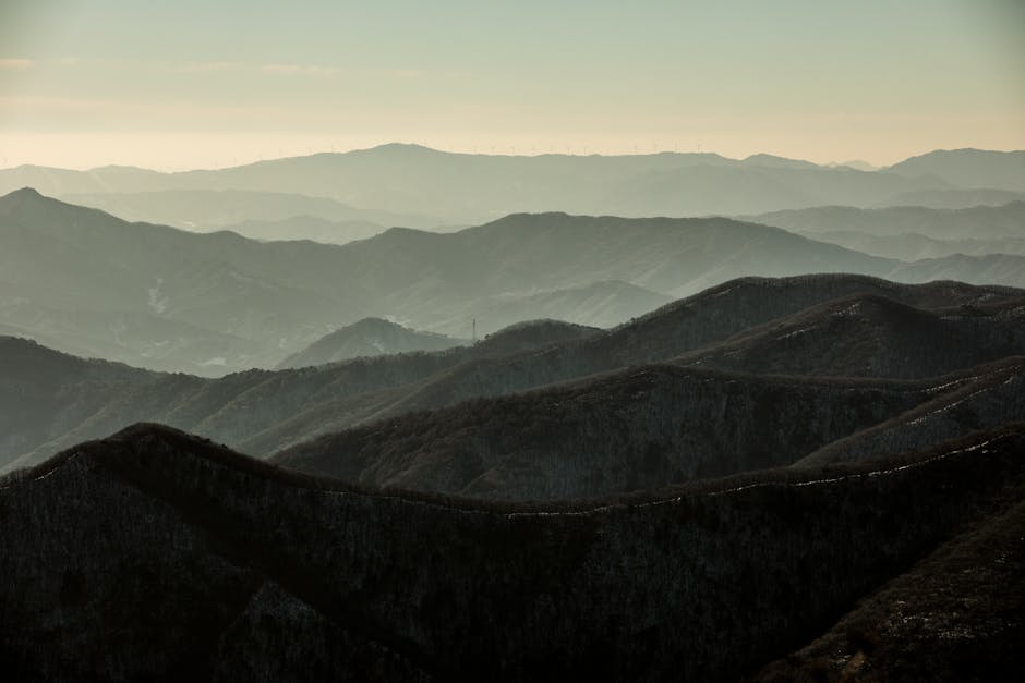 Forested mountains of Gangwon Province near PyeongChang, South Korea