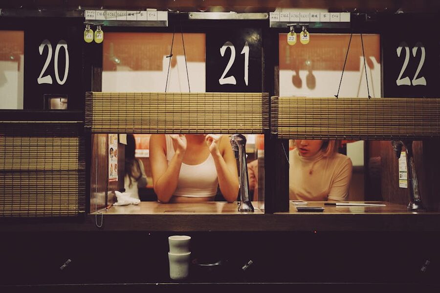 Ramen restaurant with individual booths in Shibuya Tokyo