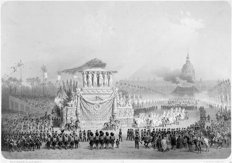 Return of Napoleon ashes to Paris in 1840 engraving