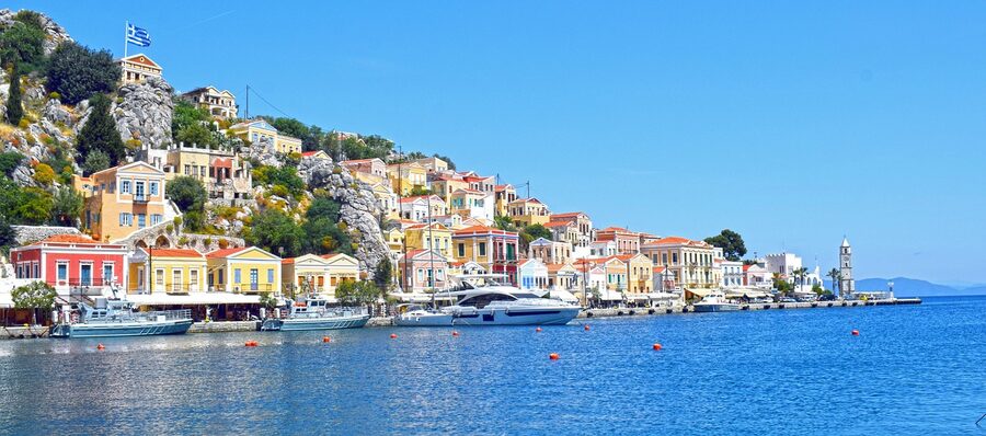 Symi harbour panorama Greece