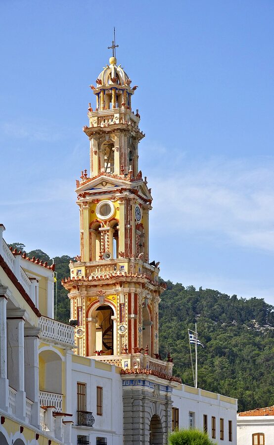 Panormitis monastery belfry Symi Greece