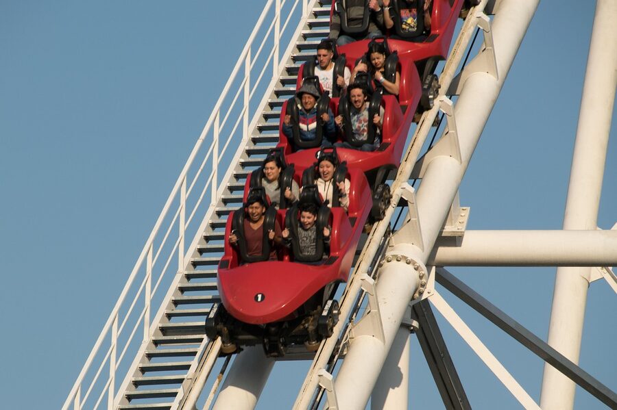 Roller coaster at high speed