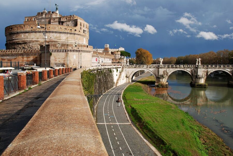 Castel Sant'Angelo viewed from the Tiber river in Rome