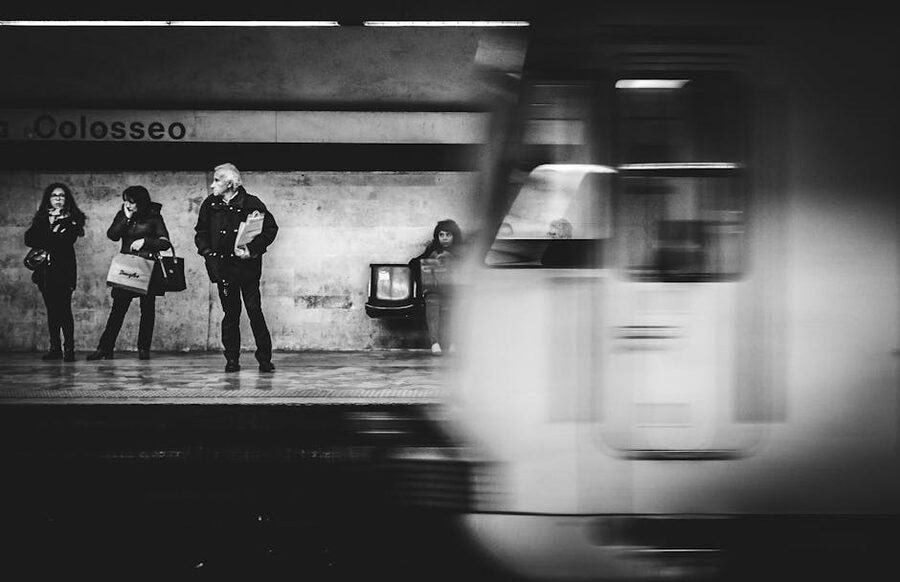 Colosseo metro station with commuters
