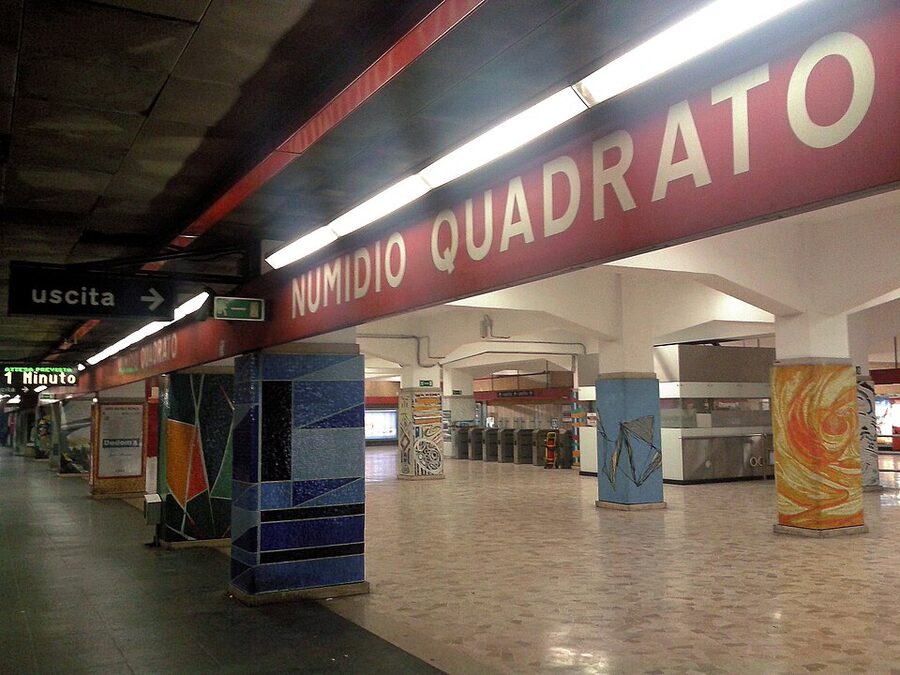 Rome Metro Line A train at Numidio Quadrato station
