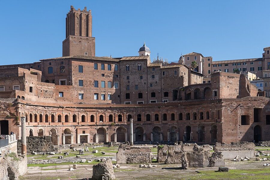 Trajan's Markets ancient brick semi-circular building in Rome