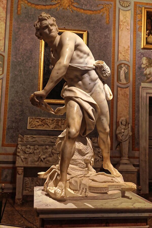 Bernini David marble sculpture in Borghese Gallery Rome