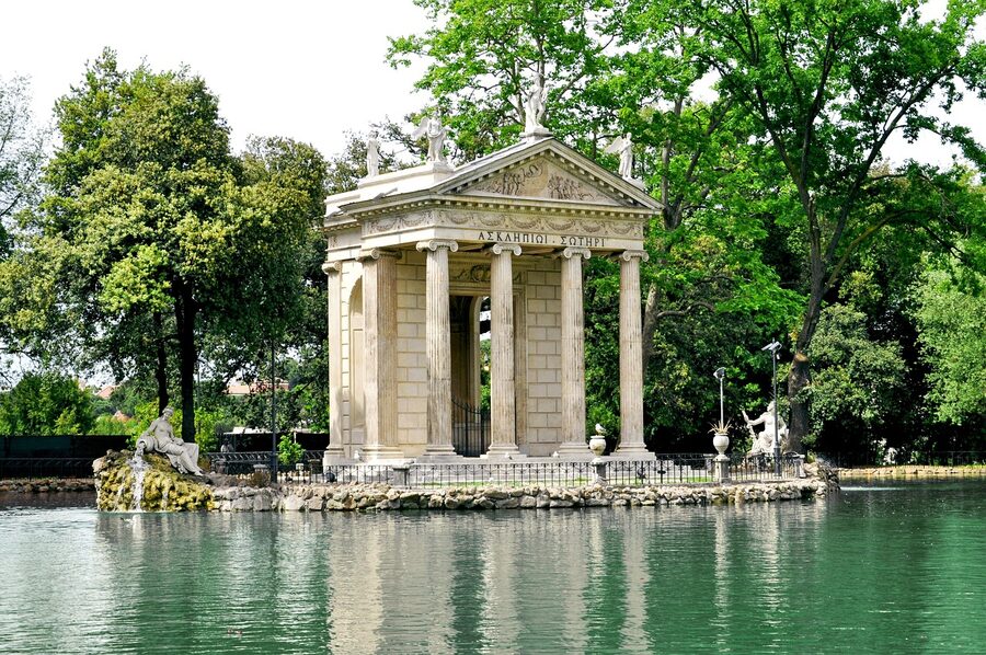 Villa Borghese park view in Rome Italy