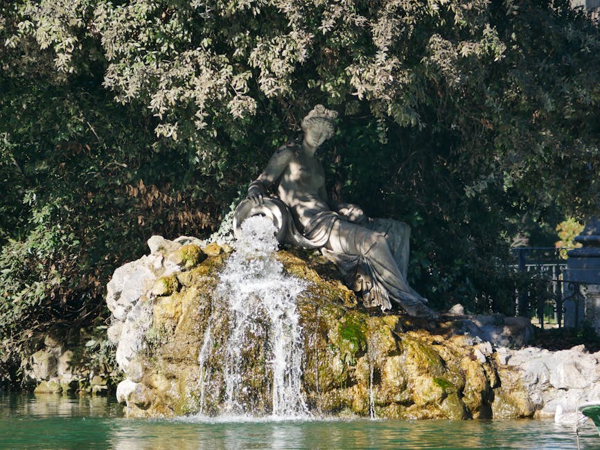 Fountain with nymph statue Villa Borghese park Rome