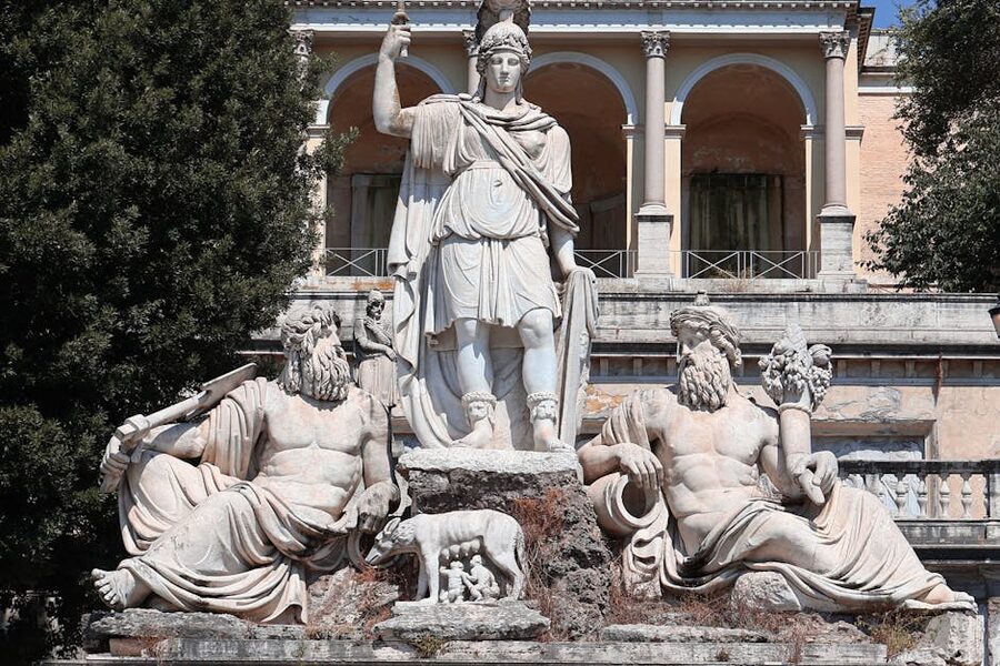 Roman statue at Villa Borghese Rome Italy