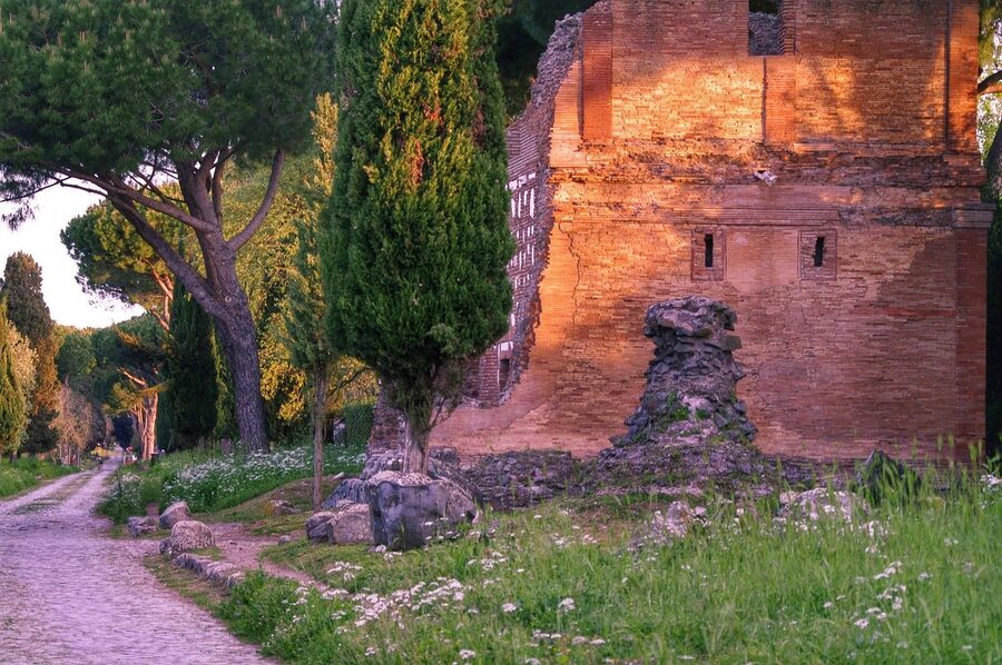Original Roman basalt stones of Via Appia Antica