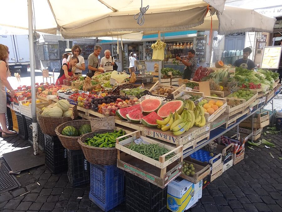 Campo de Fiori street market grocery stalls