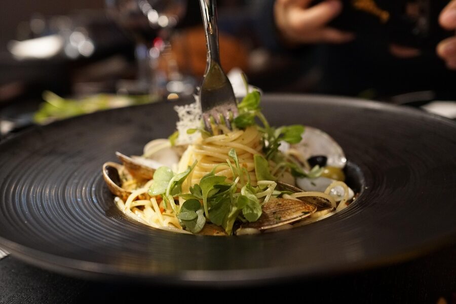 Fresh pasta in Italian restaurant
