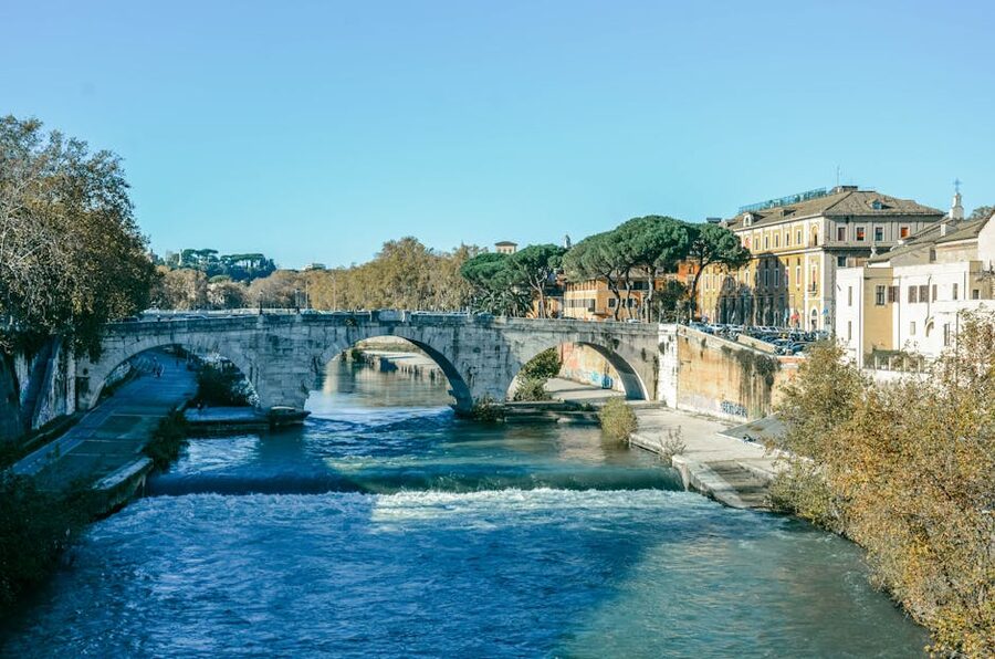 Ponte Sisto bridge over Tiber river Rome