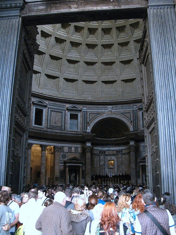 Pantheon Rome bronze door detail closeup