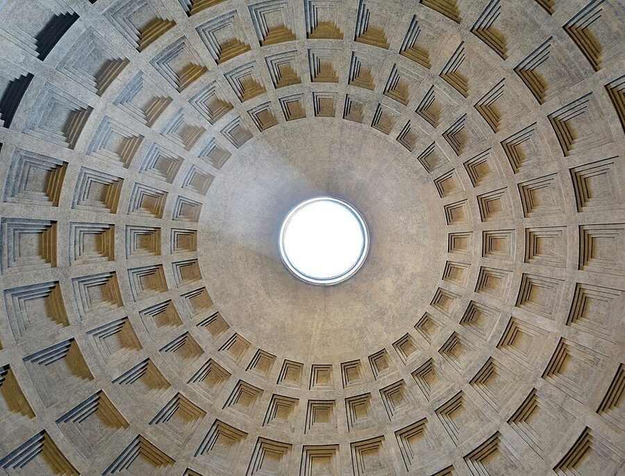 Pantheon dome interior with oculus and concentric coffers