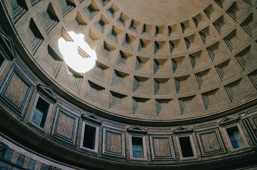 Rome Pantheon dome with natural light streaming through oculus