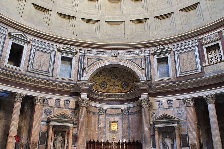 Pantheon Rome interior view showing altar and side niches
