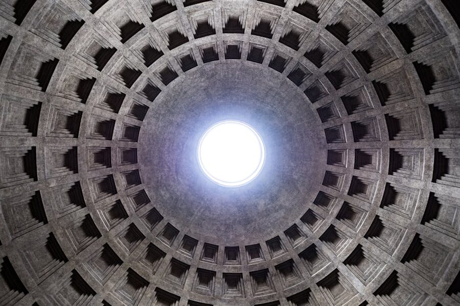 Oculus and dome interior of the Pantheon Rome