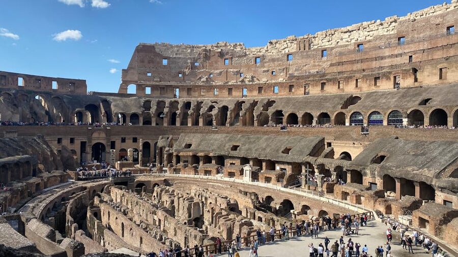 Colosseum interior with tourists