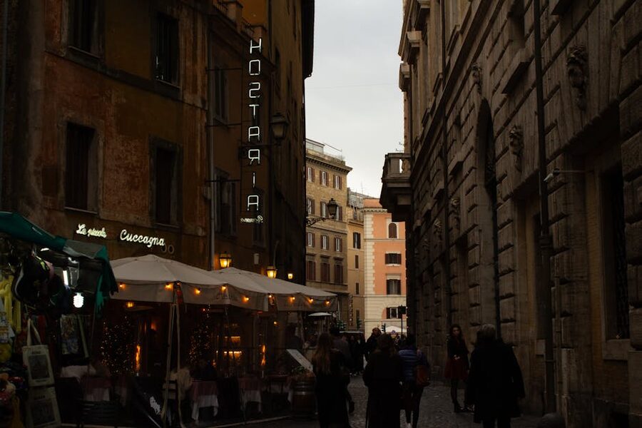 Cozy Italian alley evening Rome