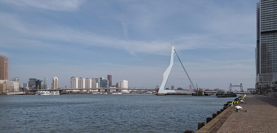 Erasmus Bridge from Hotel New York Rotterdam