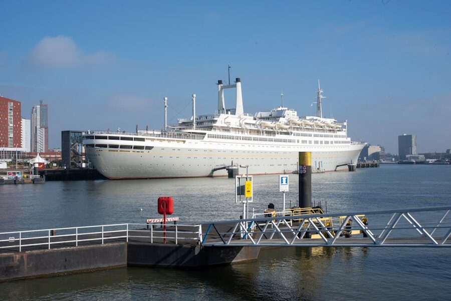 Cruise ship docked at Rotterdam port