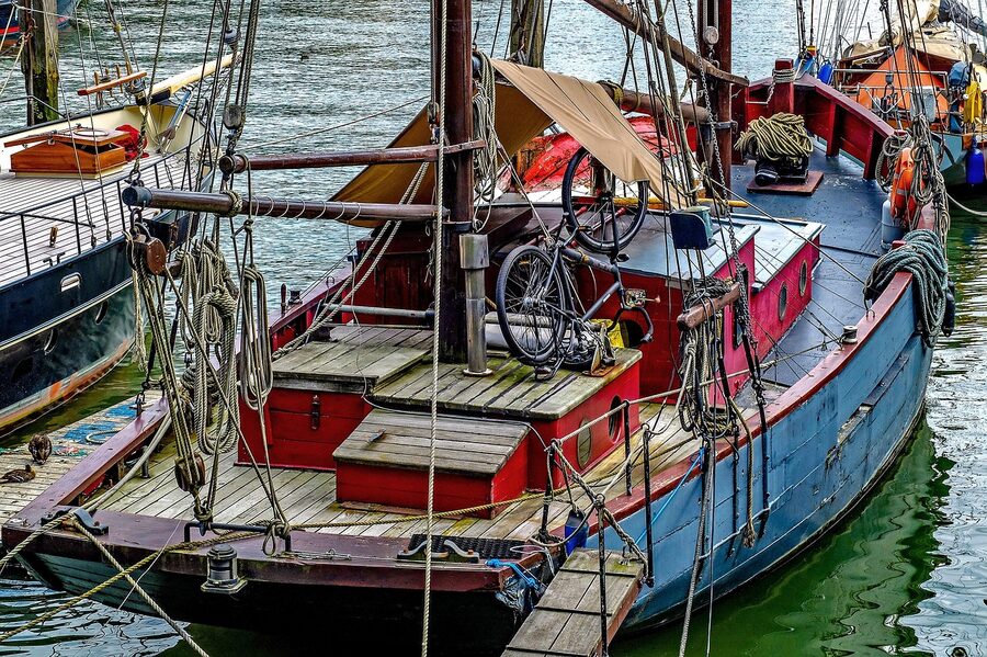 Historic sailboat in Rotterdam harbour