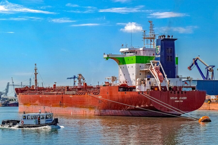 LNG cargo ship in Rotterdam harbour