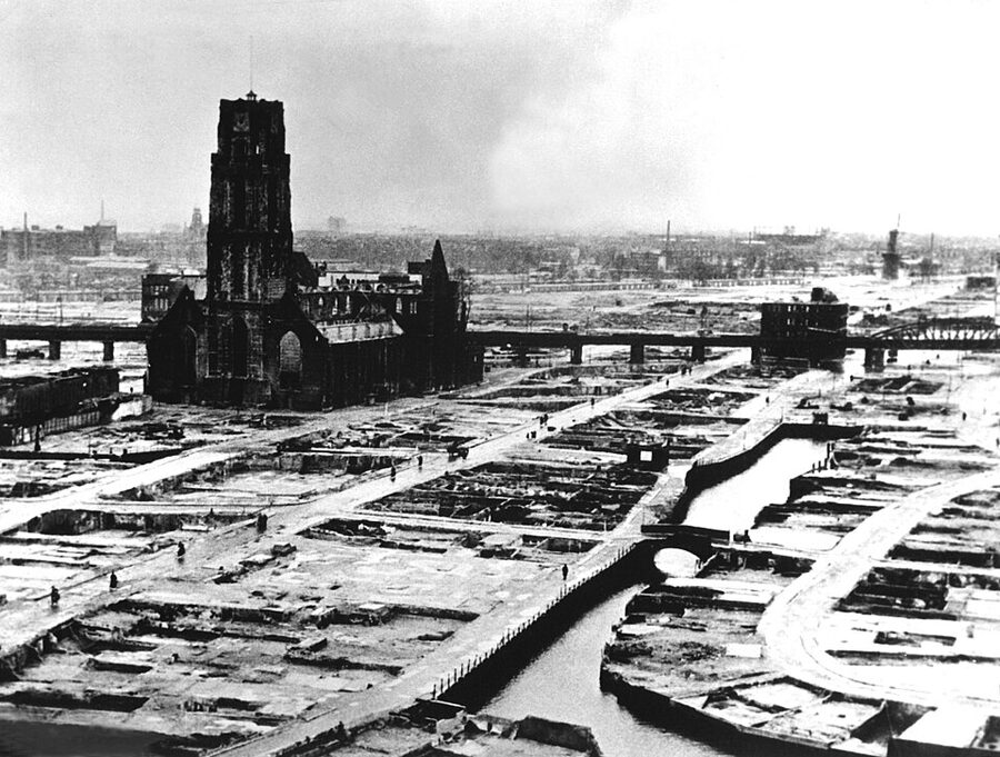 Laurenskerk in Rotterdam after the May 1940 bombing