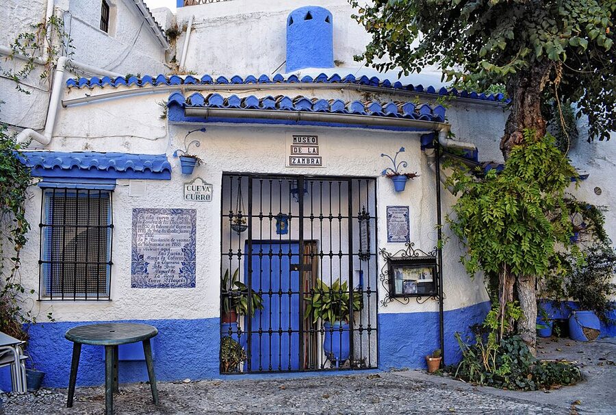 Sacromonte cave houses on the hillside above Granada