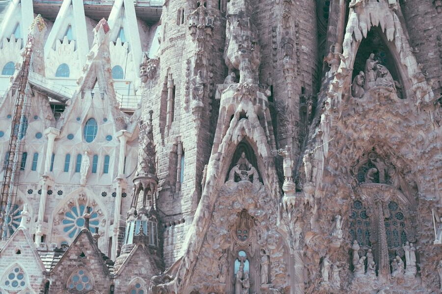 Sagrada Familia architectural details stained glass windows