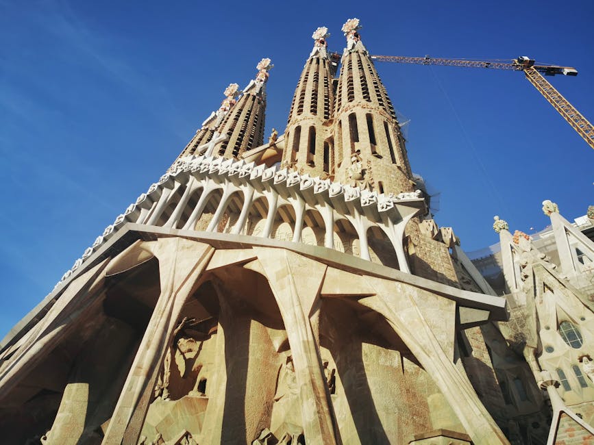 Sagrada Familia Passion facade angular sculptures Barcelona