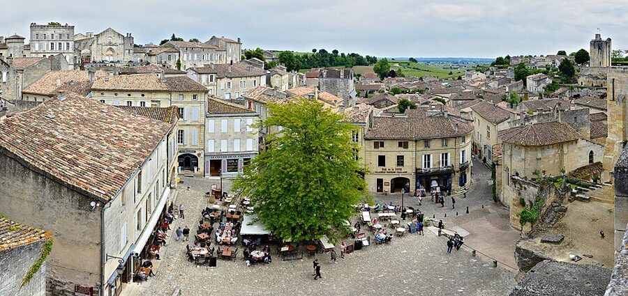 Saint-Emilion main square with cafes