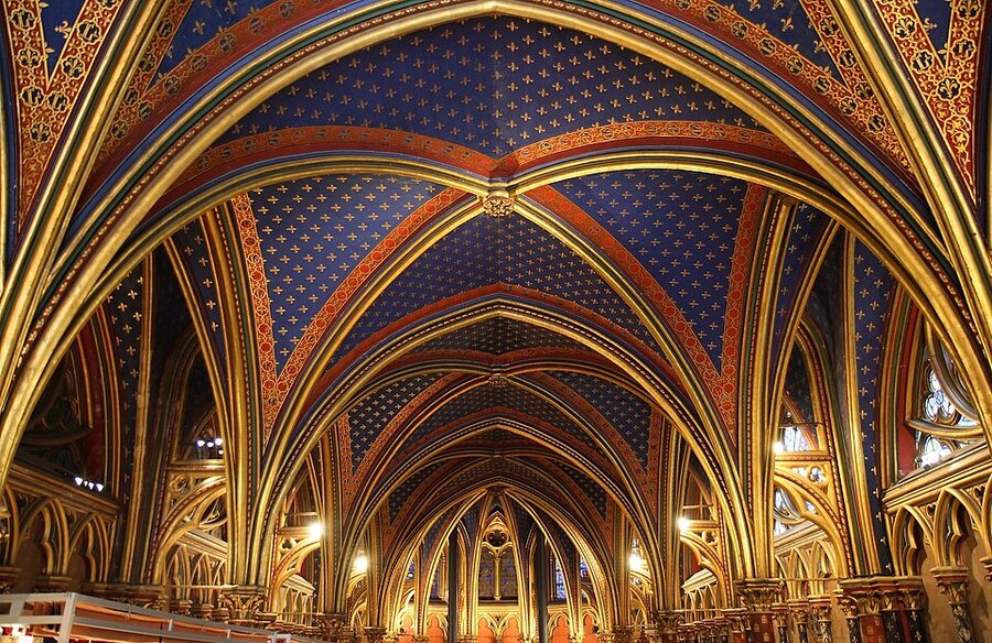 Sainte-Chapelle lower chapel painted vault with stars and fleur-de-lys