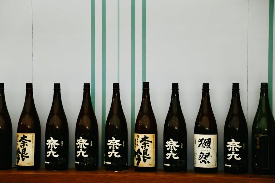 Sake tasting glasses arranged for sampling Japan