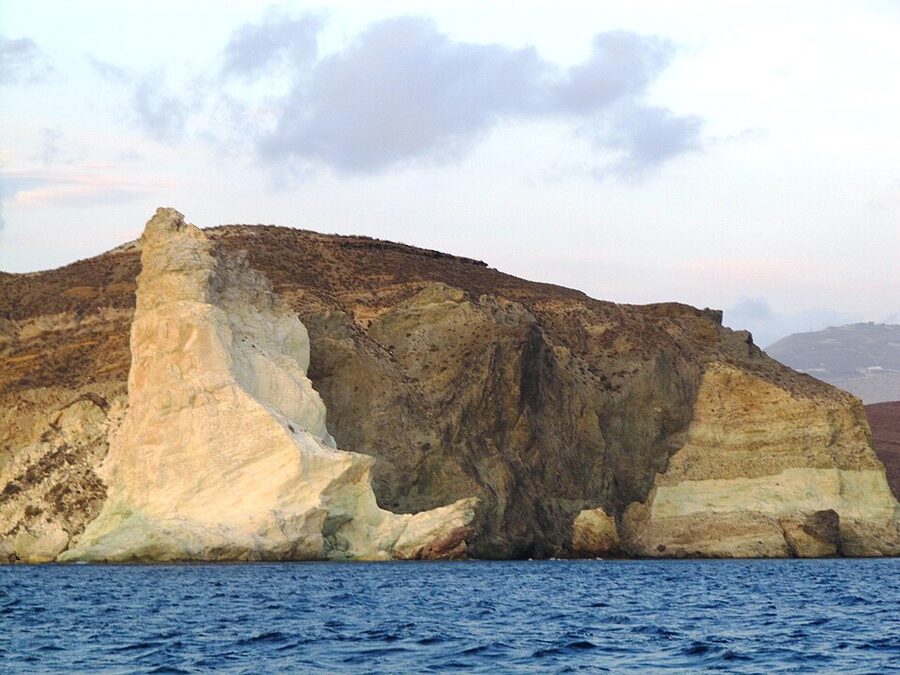 Rock formation White Red Beach Santorini geology