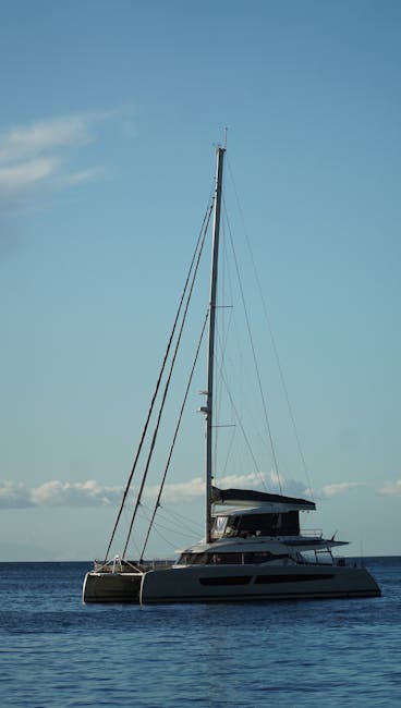 Catamaran ocean sailing calm Aegean sea