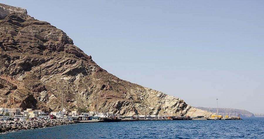 Athinios port Santorini ferry harbor